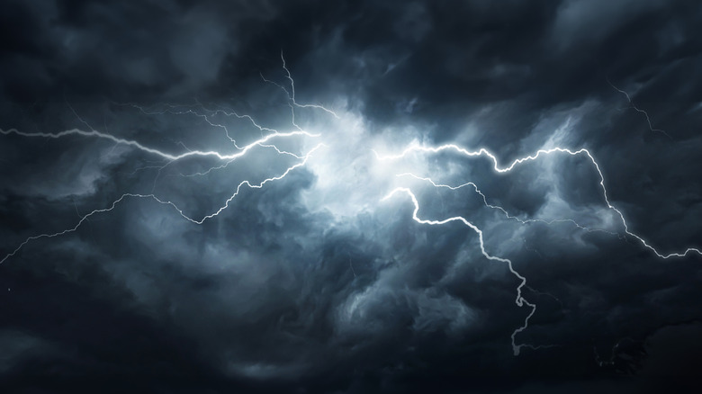lightning in the night sky
