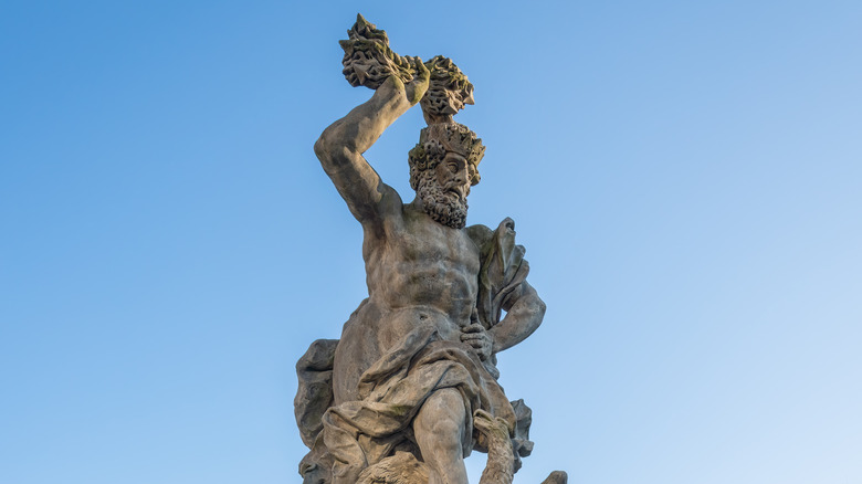 statue of Jupiter carrying his lightning bolt