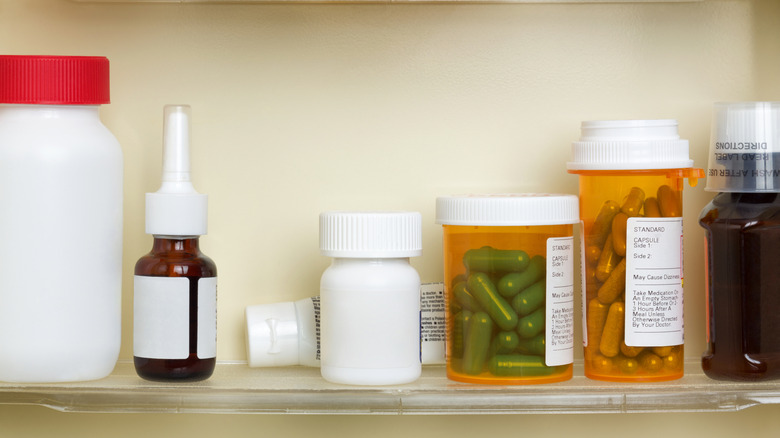 Household medications on a shelf