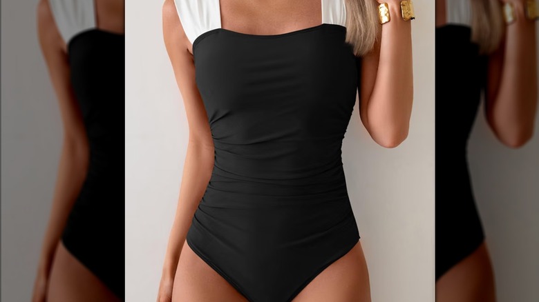 Black and white swimsuit