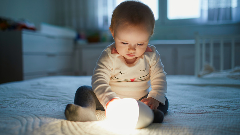 Baby looking into light