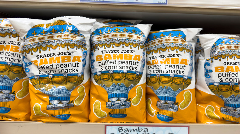 Bags of Bamba snacks on shelf
