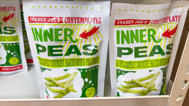 Packages of Inner Peas on the shelf