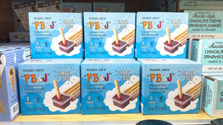 Boxes of PB &J snack duo for sale on the shelf