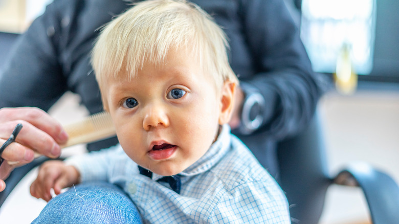 Little boy at the hair salon