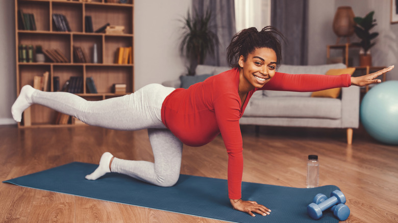 Pregnant woman exercising