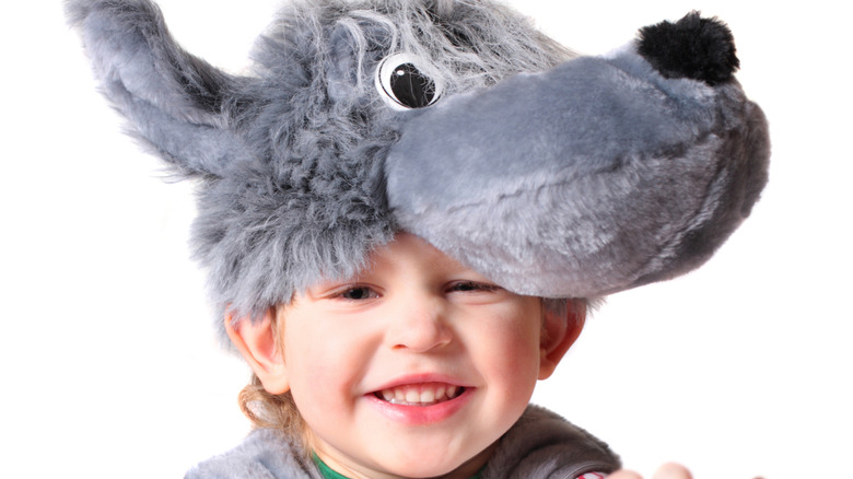 Toddler boy in wolf costume