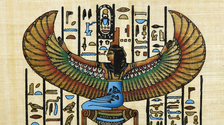 Painting of Cleopatra on Egyptian papyrus