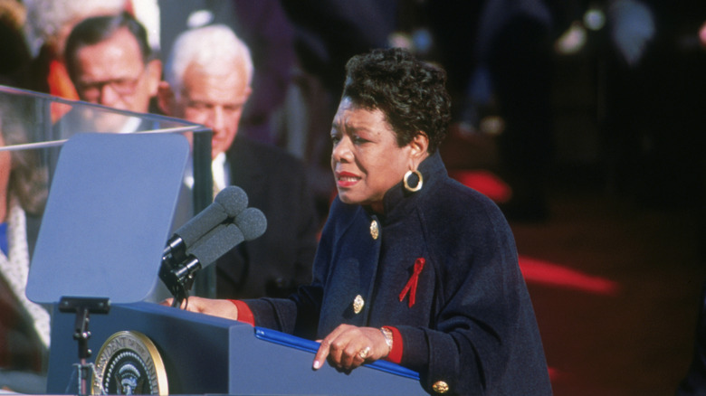 Maya Angelou speaking at the inauguration of President Bill Clinton