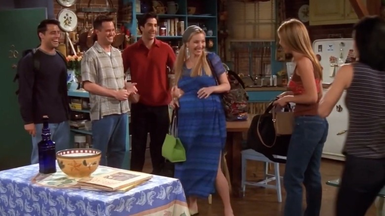 A scene from Friends during which pregnant Phoebe's water breaks