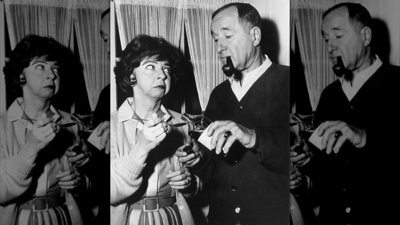 Abner and Gladys on the set of "Bewitched"