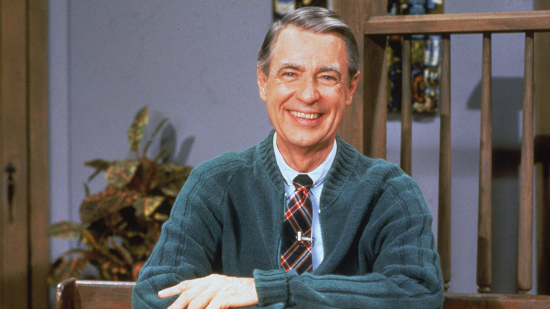 Fred Rogers as Mister Rogers on the set of "Mister Rogers' Neighborhood"