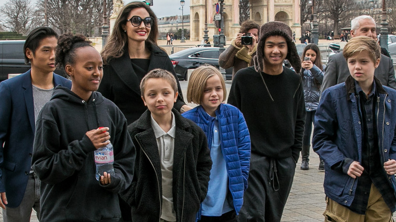 Angelina Jolie with her kids