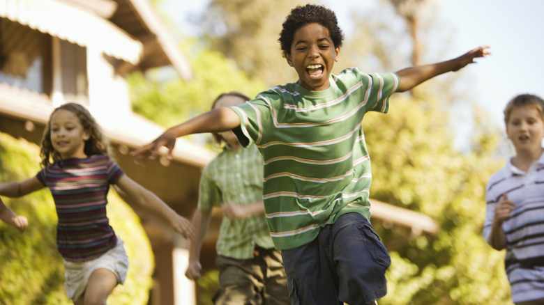 Kids running outside