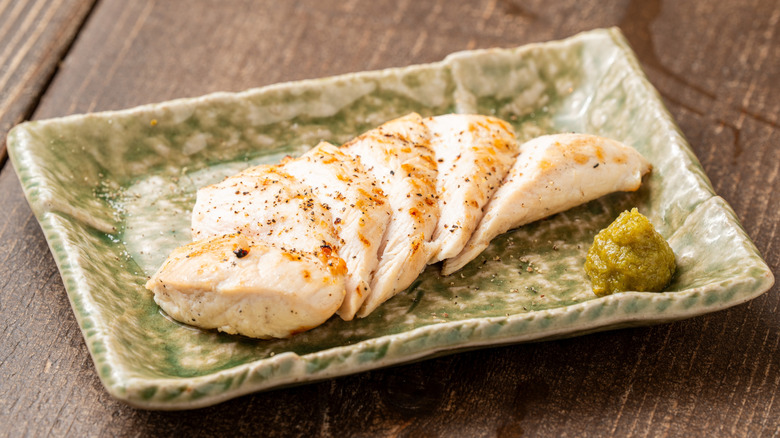 small plate of lean white meat