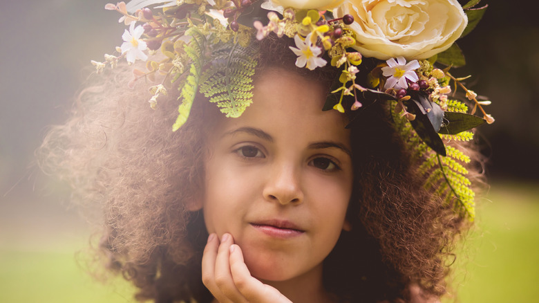 young girl with a flower crown