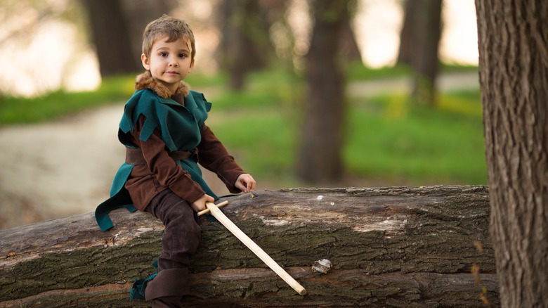 little boy dressed as a knight