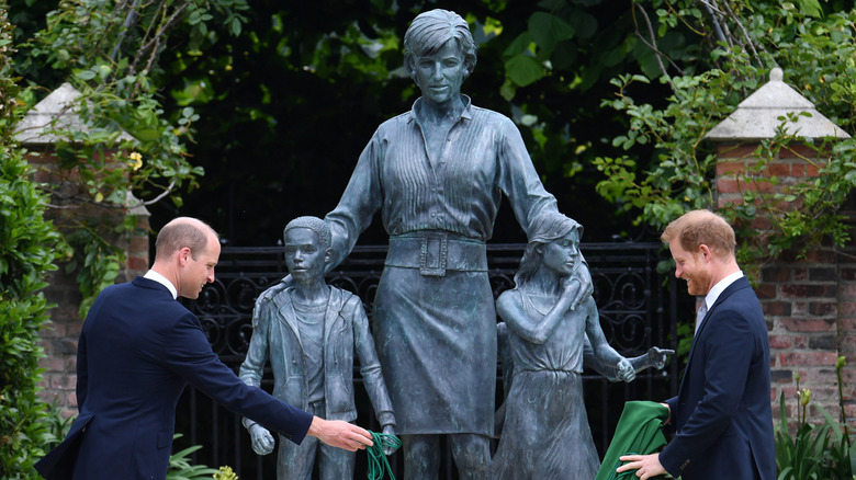 William and Harry unveiling statue of Diana