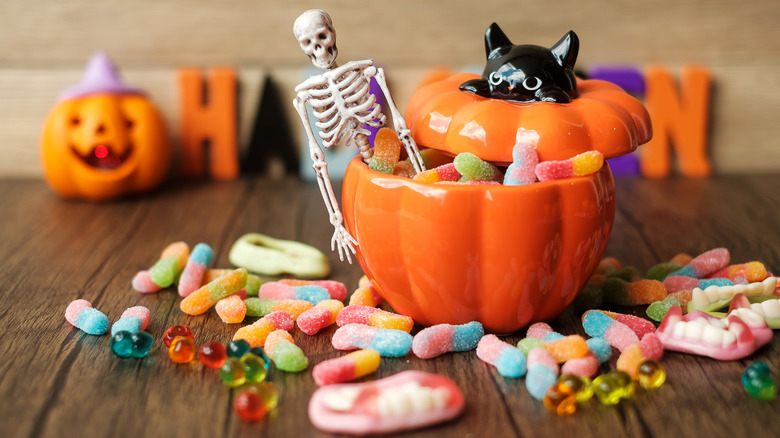 colorful assortment of halloween candy