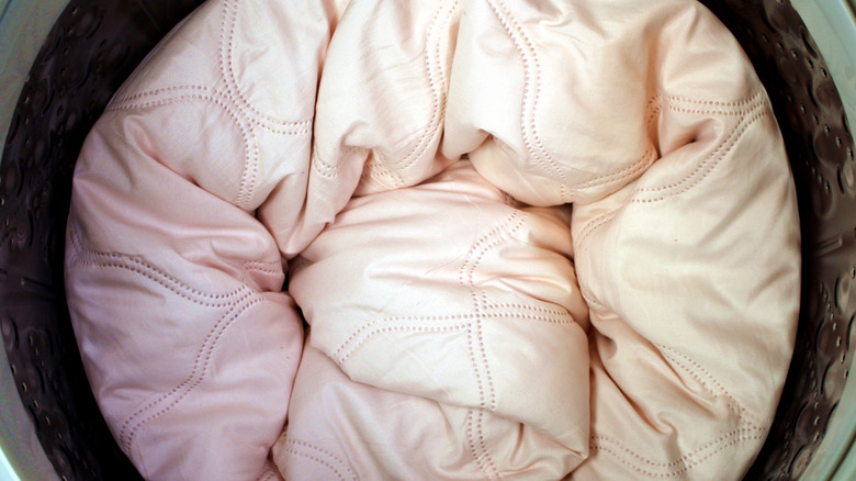 oversized comforter in a washing machine
