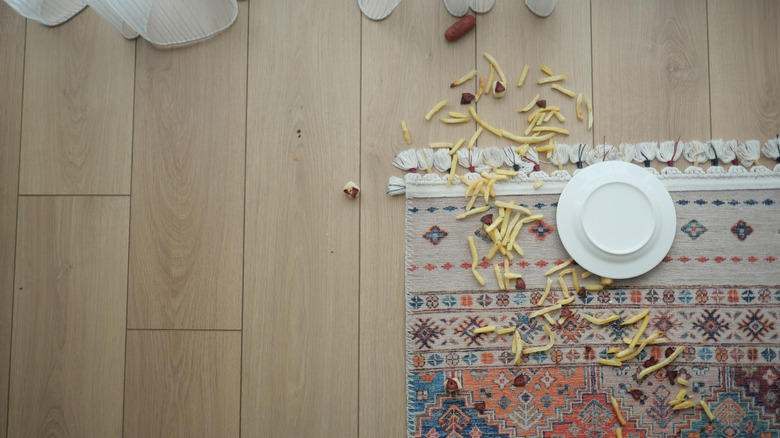food spilled on an area rug