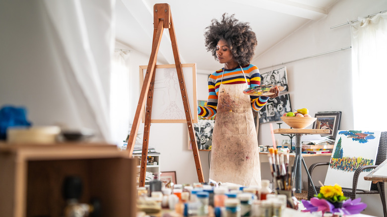 woman in a painting class